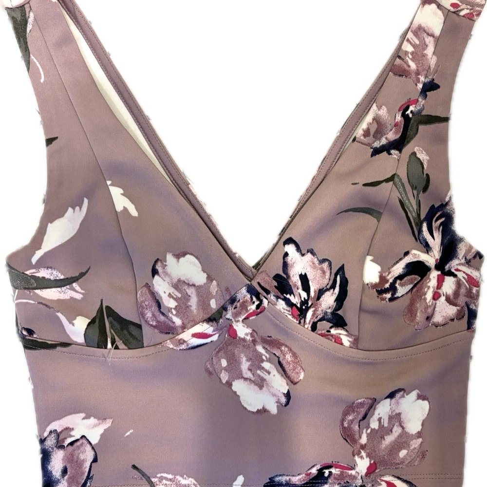 Dynamite Purple and White Floral Crop Top
